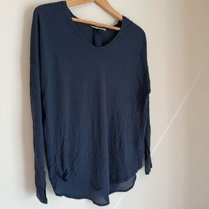 Halston Heritage Navy Dolman Sleeve Shirt Top Size Medium